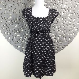 Horse Print Black & White Cap Sleeve Dress